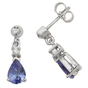 Tanzanite and Diamond Earring in 9K White Gold