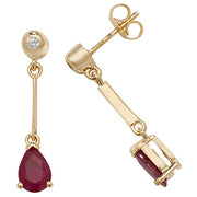 Ruby & Diamond Earring in 9K Gold