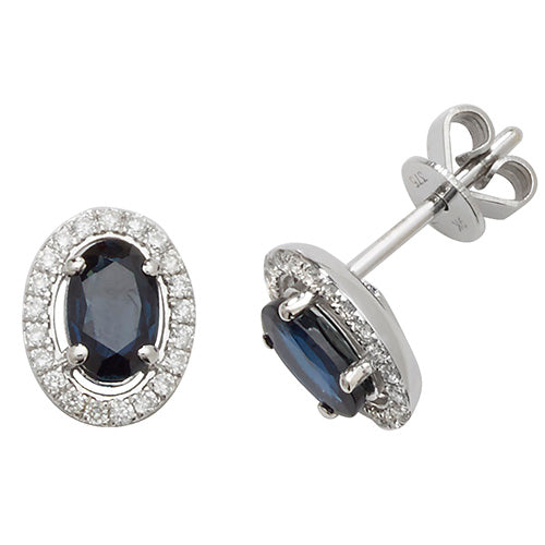 Sapphire and DiamondEarring in 9K White Gold