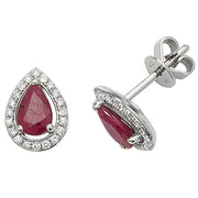 Ruby and Diamond Earring in 9K White Gold