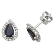 Sapphire and Diamond Earring in 9K White Gold