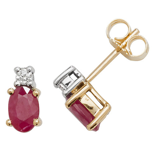 Ruby & Diamond Earring in 9K Gold