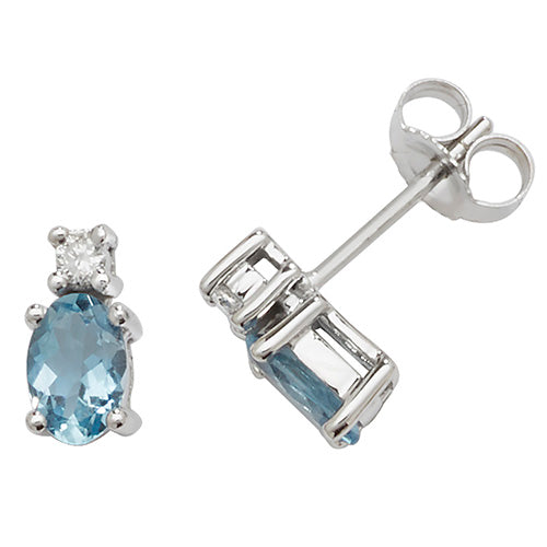 Aquamarine and Diamond Earring in 9K White Gold