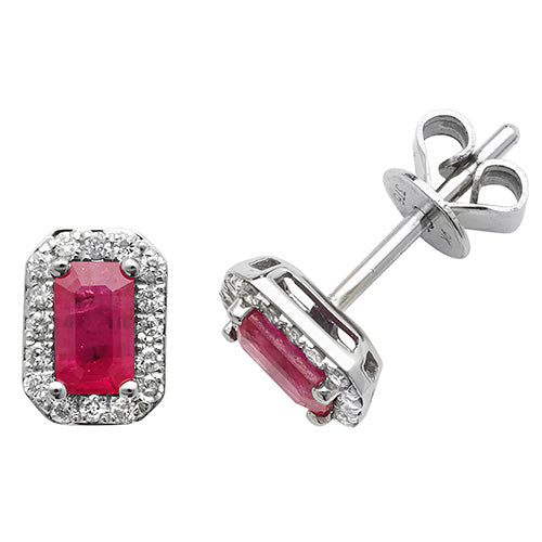 Ruby and Diamond Earring in 9K White Gold