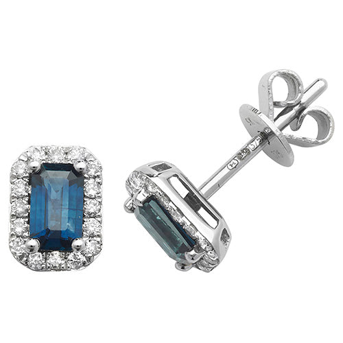 Sapphire and Diamond Earring in 9K White Gold