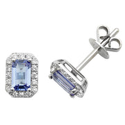 Tanzanite and Diamond Earring in 9K White Gold