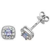 Tanzanite and Diamond Earring in 9K White Gold