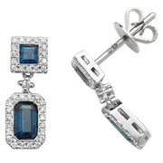 Diamond and Sapphire Drop Earrings