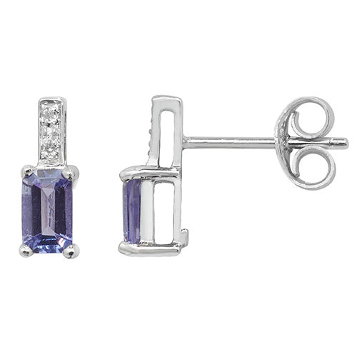 Tanzanite and Diamond Earring in 9K White Gold