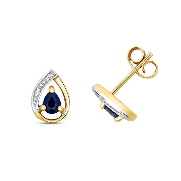 Sapphire and Diamond Earring in 9K Gold