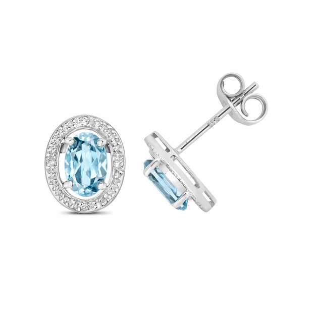 Aquamarine and Diamond Earring in 9K White Gold