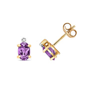 Amethyst and Diamond Earring in 9K Gold