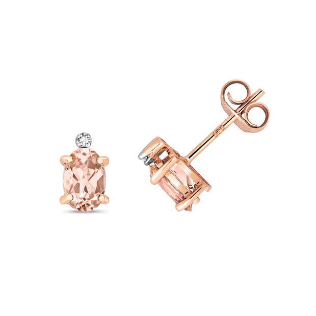 Morganite and Diamond Earring in 9K Rose Gold