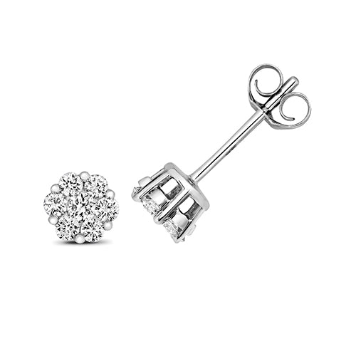 Diamond Earring in 9K White Gold