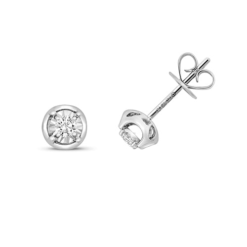 Diamond Earring in 9K White Gold