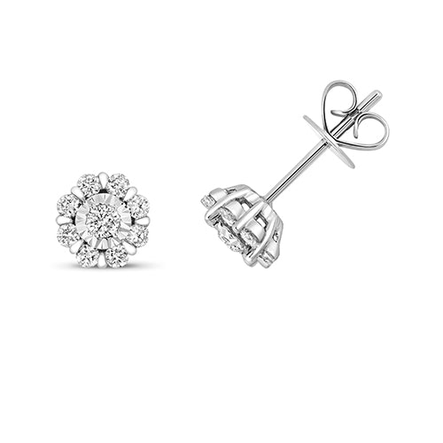 Diamond Earring in 9K White Gold