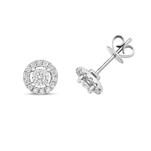 Diamond Earring in 9K White Gold