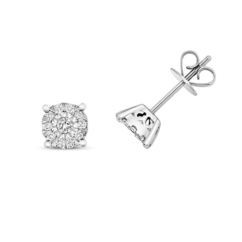 Diamond Earring in 9K White Gold