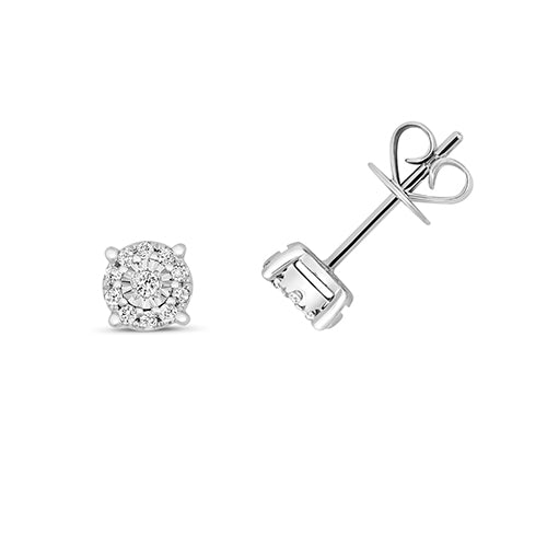 Diamond Earring in 9K White Gold