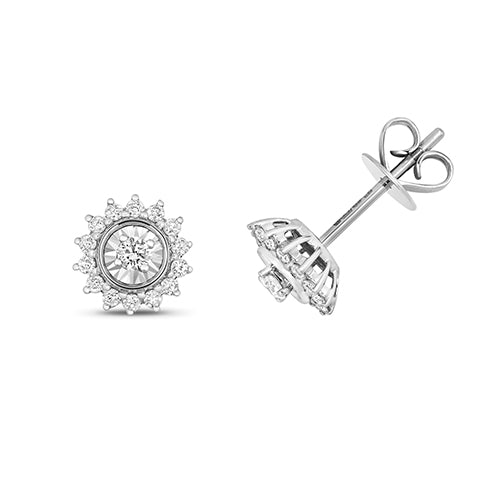 Diamond Earring in 9K White Gold