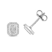 Diamond Earring in 9K White Gold