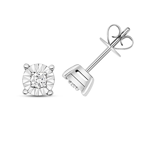 Diamond Earring in 9K White Gold