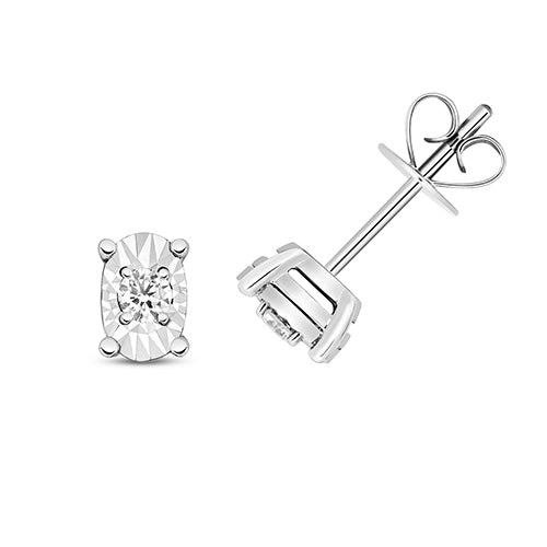 Diamond Earring in 9K White Gold