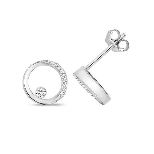 Diamond Earring in 9K White Gold