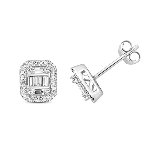 Diamond Earring in 9K White Gold