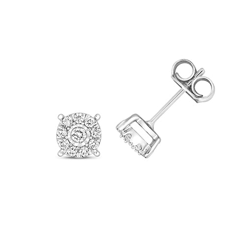 Diamond Earring in 9K White Gold