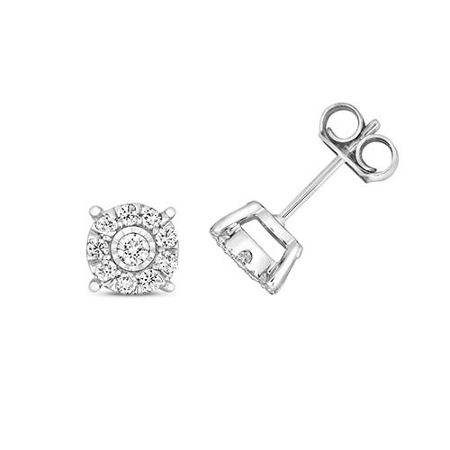 Diamond Earring in 9K White Gold