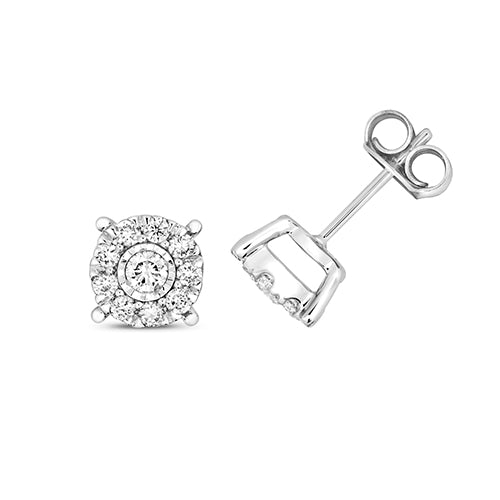 Diamond Earring in 9K White Gold