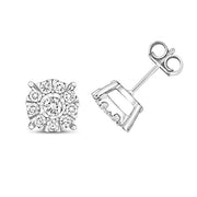 Diamond Earring in 9K White Gold