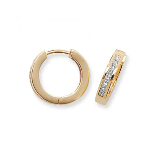 Channel Set Diamond Hoops in 18K Gold