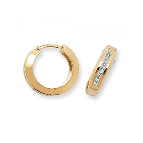 Channel Set Diamond Hoops in 18K Gold