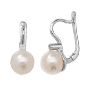 Diamond and Pearl Earring in 18K White Gold