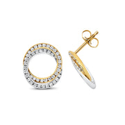 Diamond Stud Earring in 18K Yellow and White Gold