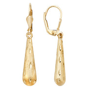 9K Yellow Gold Lever Back Drop Earrings