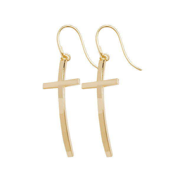 9K Yellow Gold Fish Hook Drop Earrings | Charmé