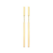9K Yellow Gold Bar Drop Earrings | Charmé