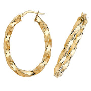 9K Yellow Gold Oval Hoop Earrings