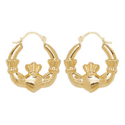9K Yellow Gold Claddagh Earrings | Charmé
