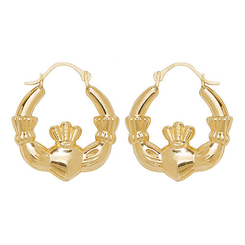 9K Yellow Gold Claddagh Earrings | Charmé