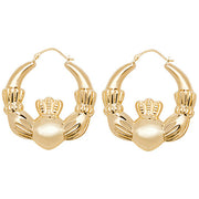 9K Yellow Gold Claddagh Earrings