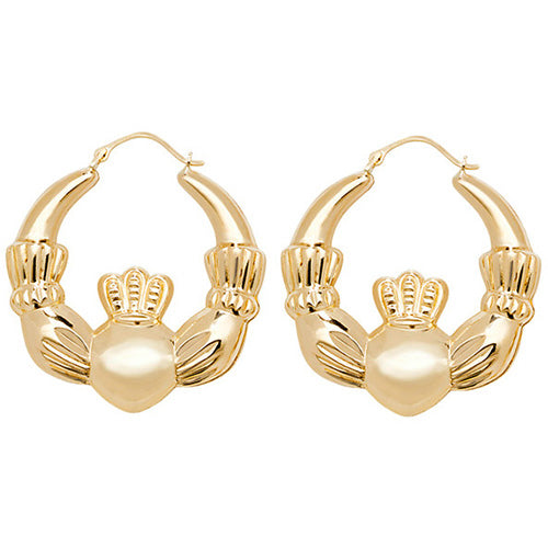 9K Yellow Gold Claddagh Earrings