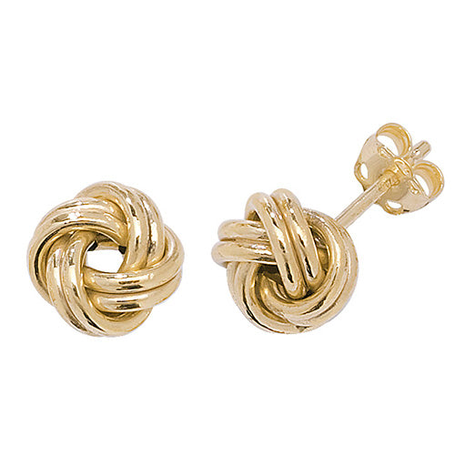 9K Yellow Gold Double Knot Stud Earrings