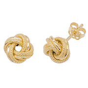 9K Yellow Gold Double Knot Stud Earrings