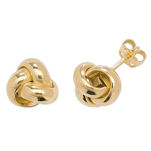 9K Yellow Gold Knot Stud Earrings