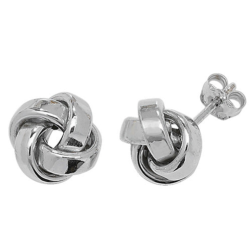 9K White Gold Knot Stud Earrings