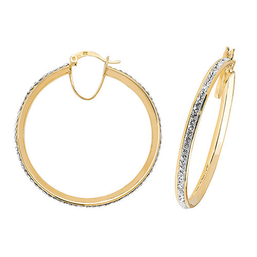 Crystal Hoop Earrings in 9K Gold
